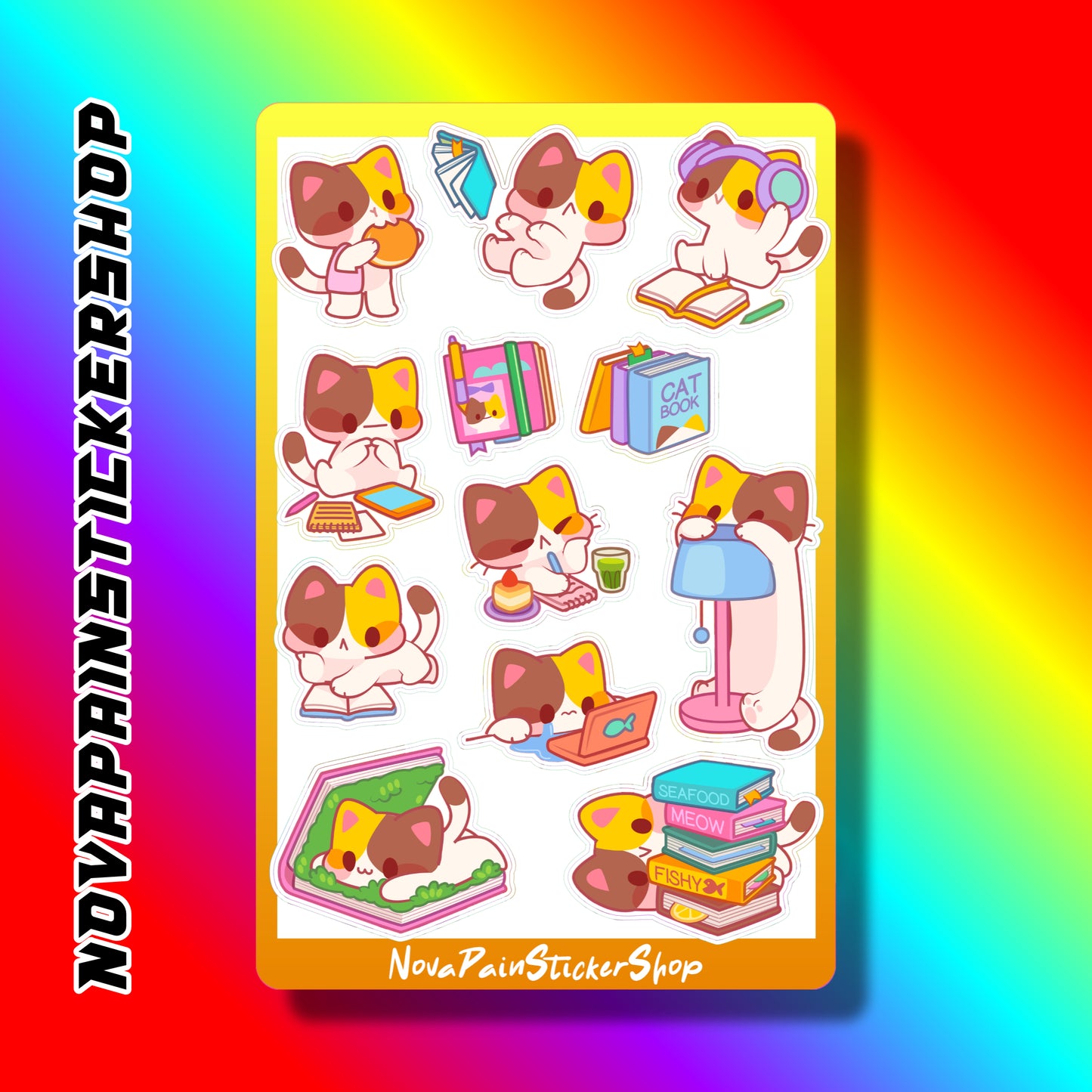 Study Time Kitten Sticker Sheet