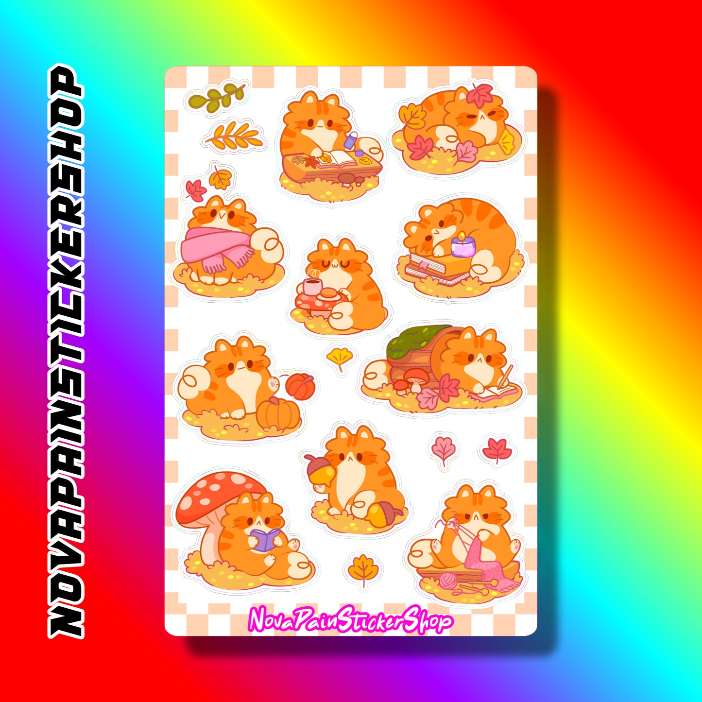 Fall Kitten Sticker Sheet