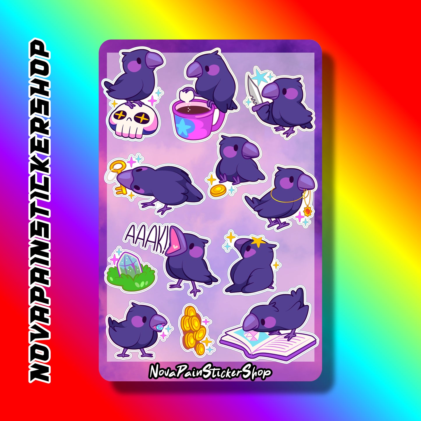 Simple Crow Things Sticker Sheet