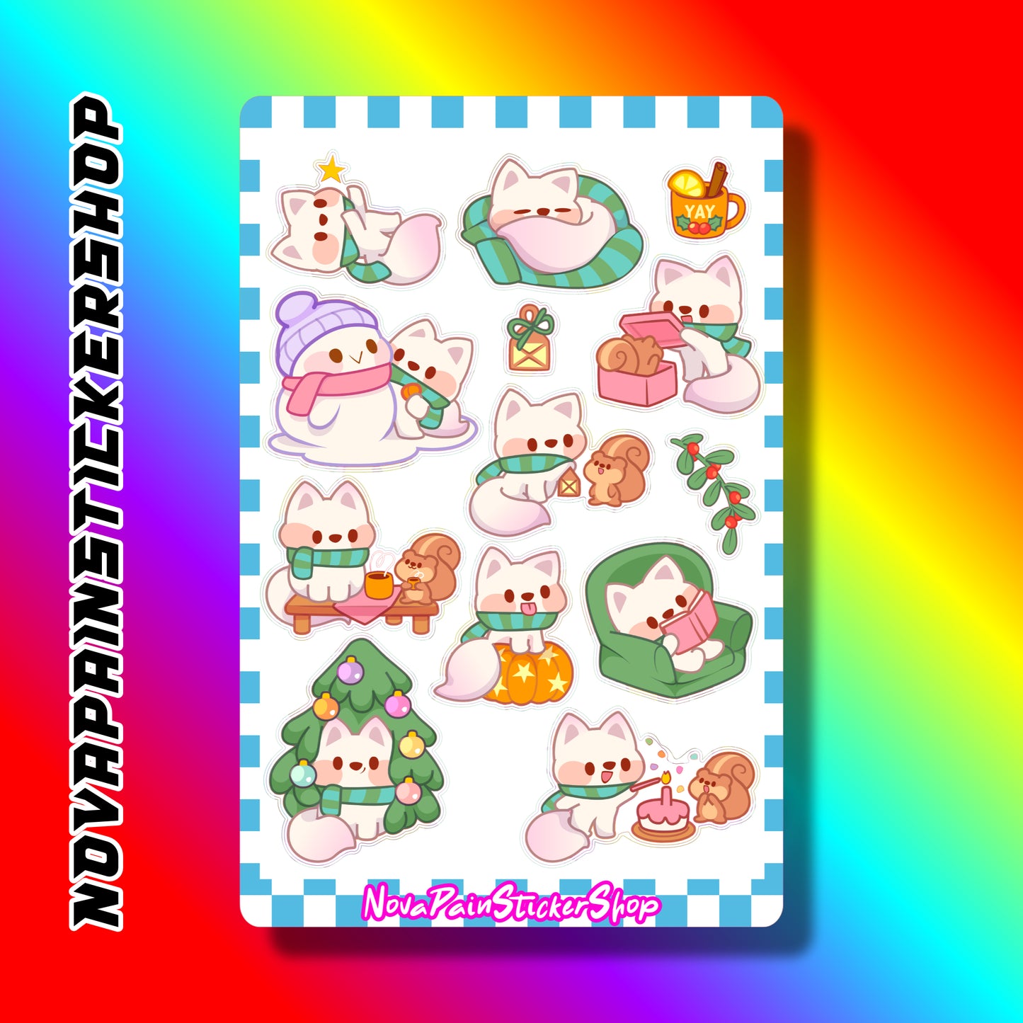 Winter Fox Christmas Sticker Sheet