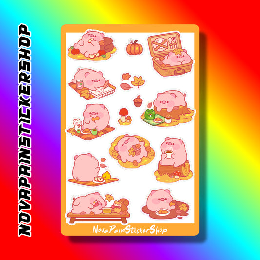 Autumn Picnic Pig Sticker Sheet