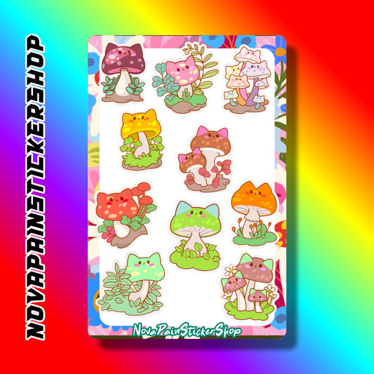 Mushroom Kittens Sticker Sheet