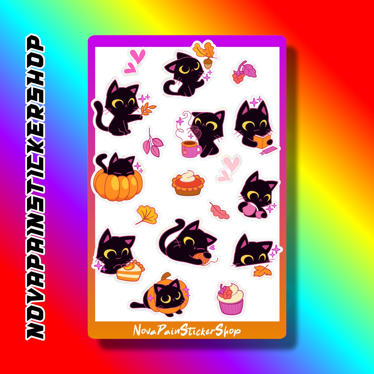 Fall Comfort - Black Cat Sticker Sheet