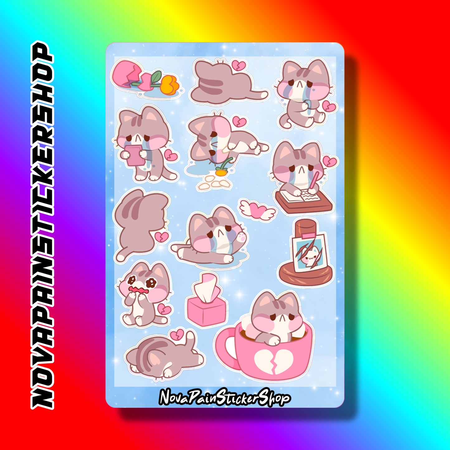 Heart Break - Cat Sticker Sheet
