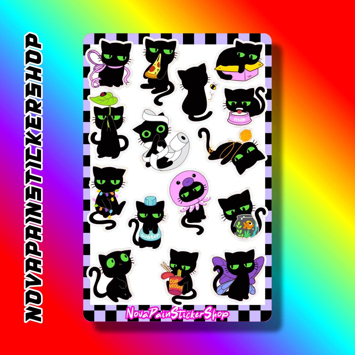 Curious Black Cat Sticker Sheet