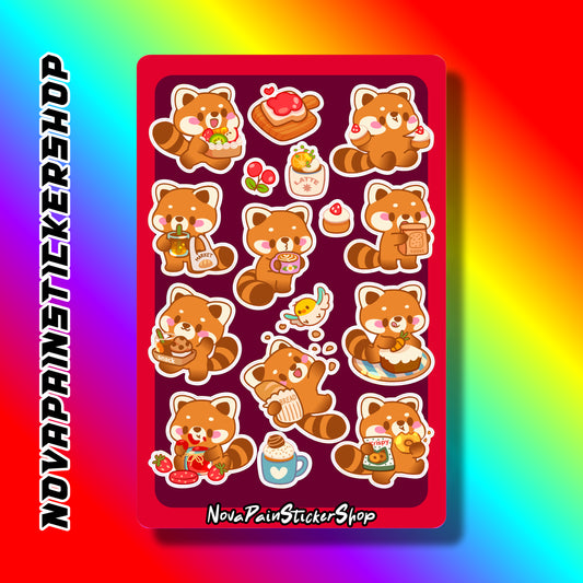 Red Panda Sweets Sticker Sheet