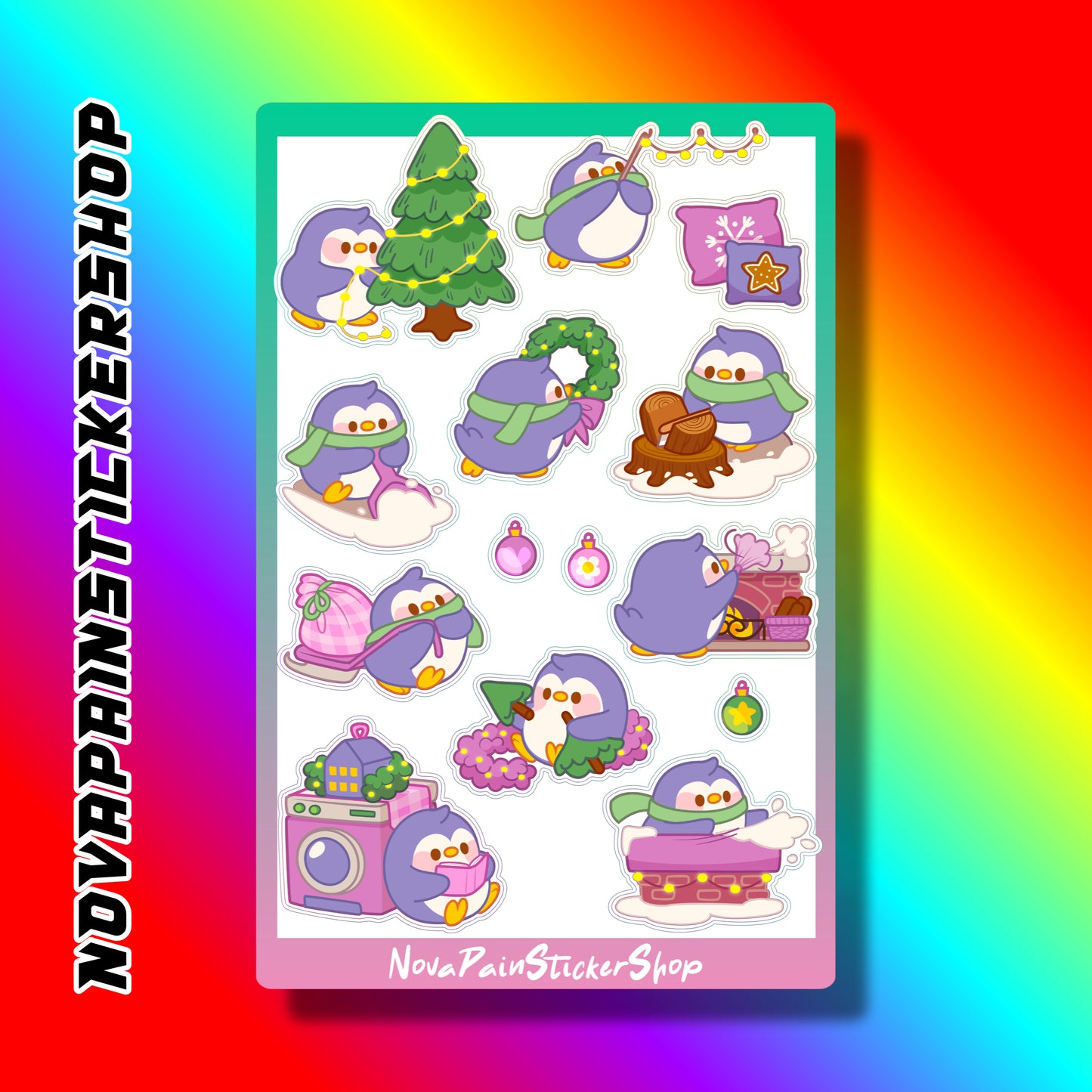 Christmas Prep Penguin Sticker Sheet