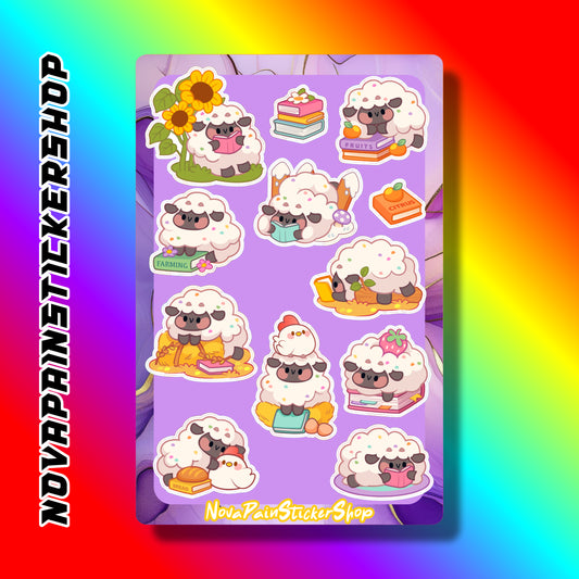 Studying Sheep Sticker Sheet