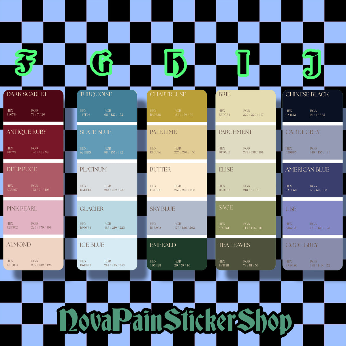 Color Pallete Bookmarks – NovaPainStickerShop