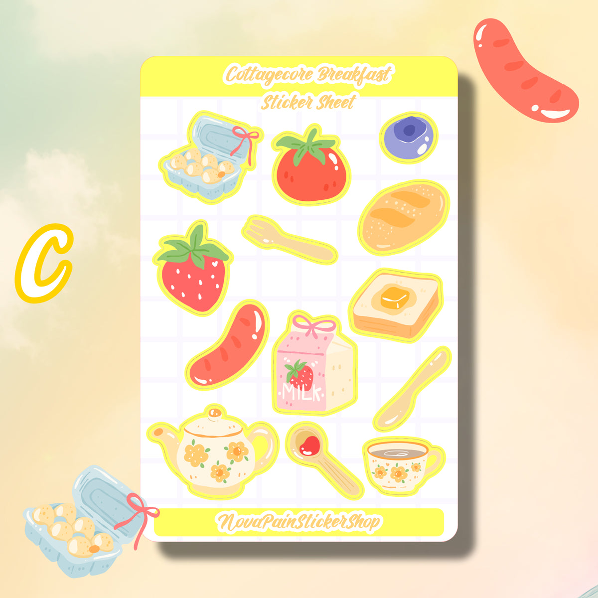 Cottagecore Breakfast Sticker Sheets – NovaPainStickerShop