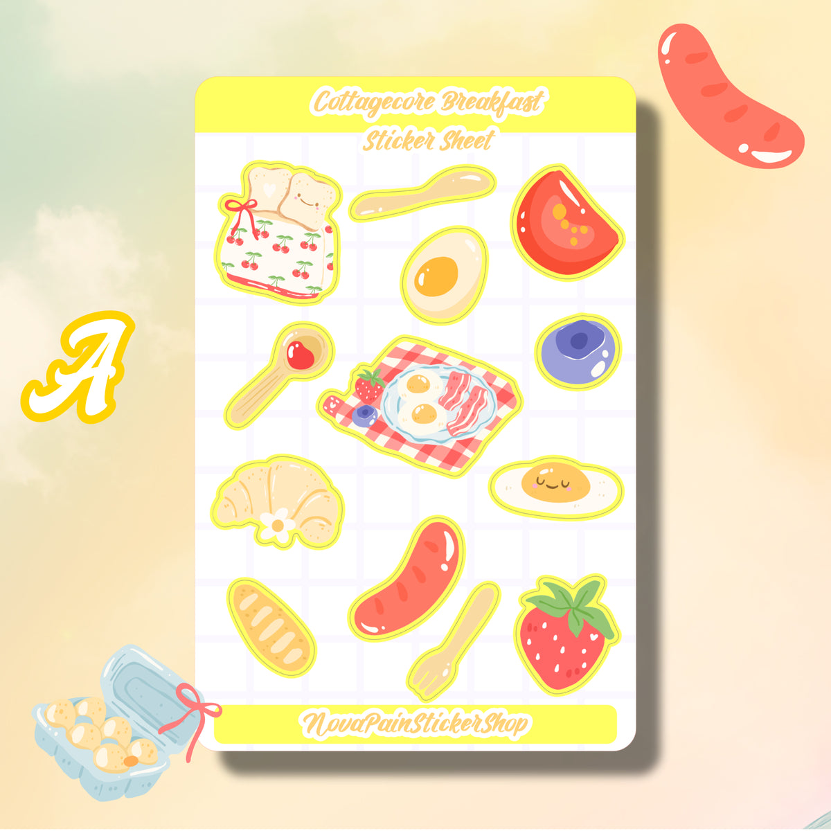 Cottagecore Breakfast Sticker Sheets – NovaPainStickerShop