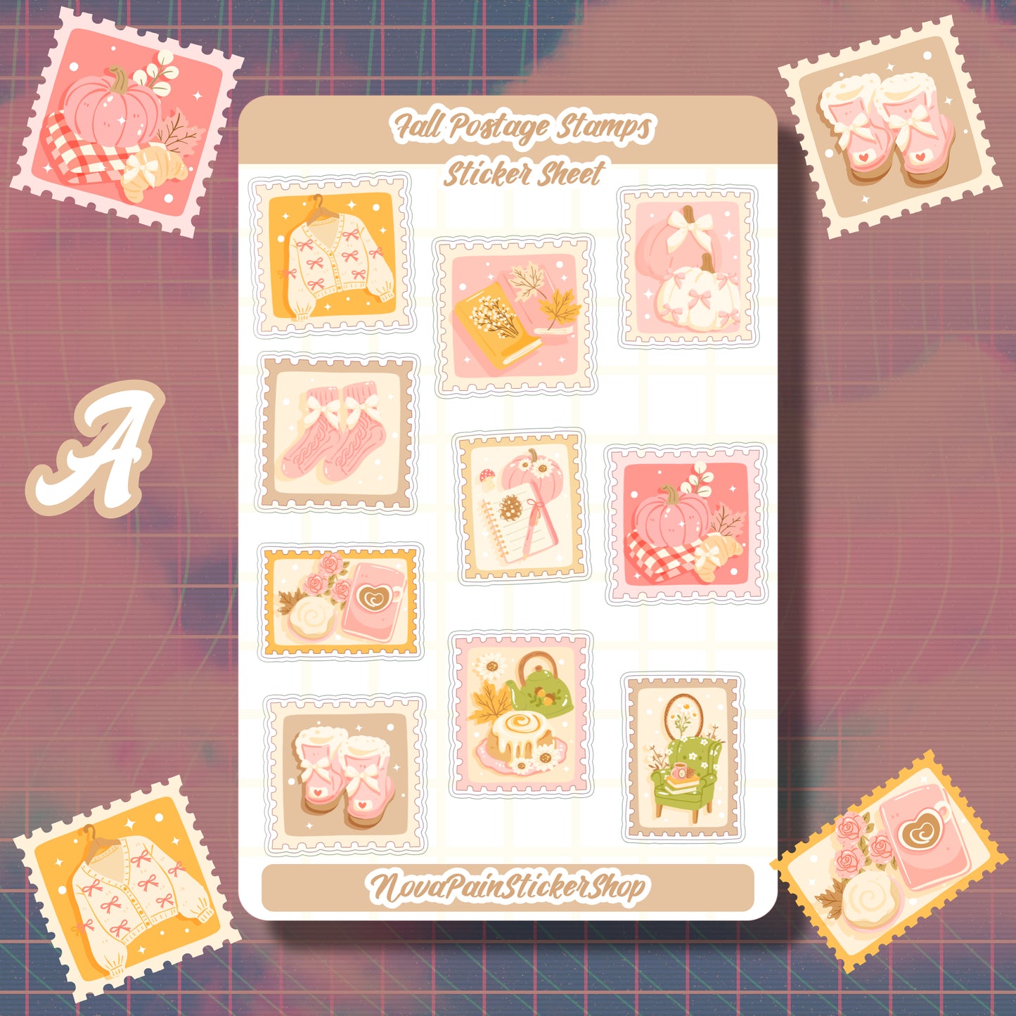 Fall Postage Stamps Sticker Sheets