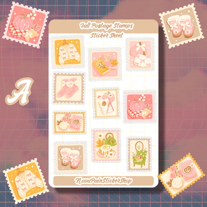 Fall Postage Stamps Sticker Sheets