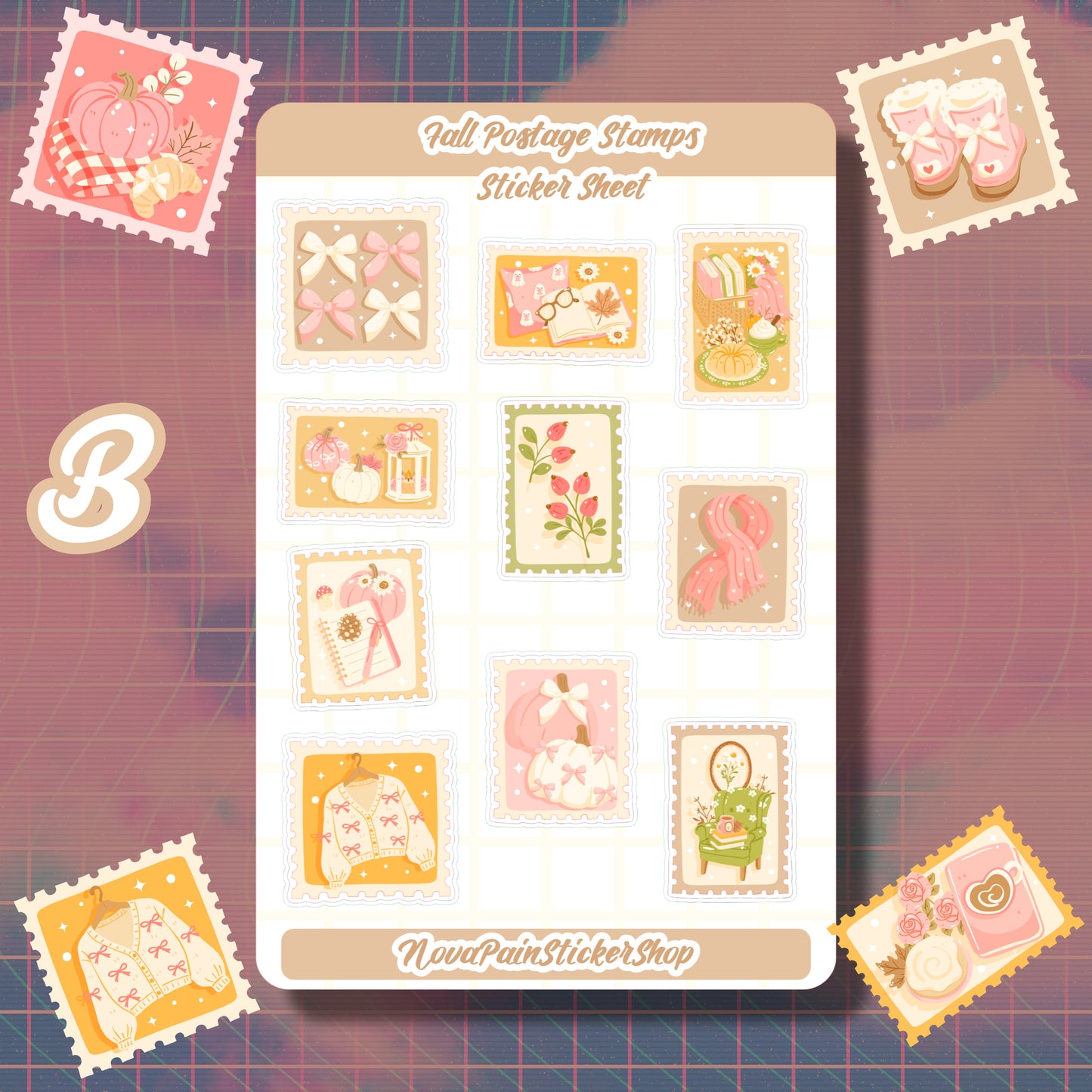 Fall Postage Stamps Sticker Sheets