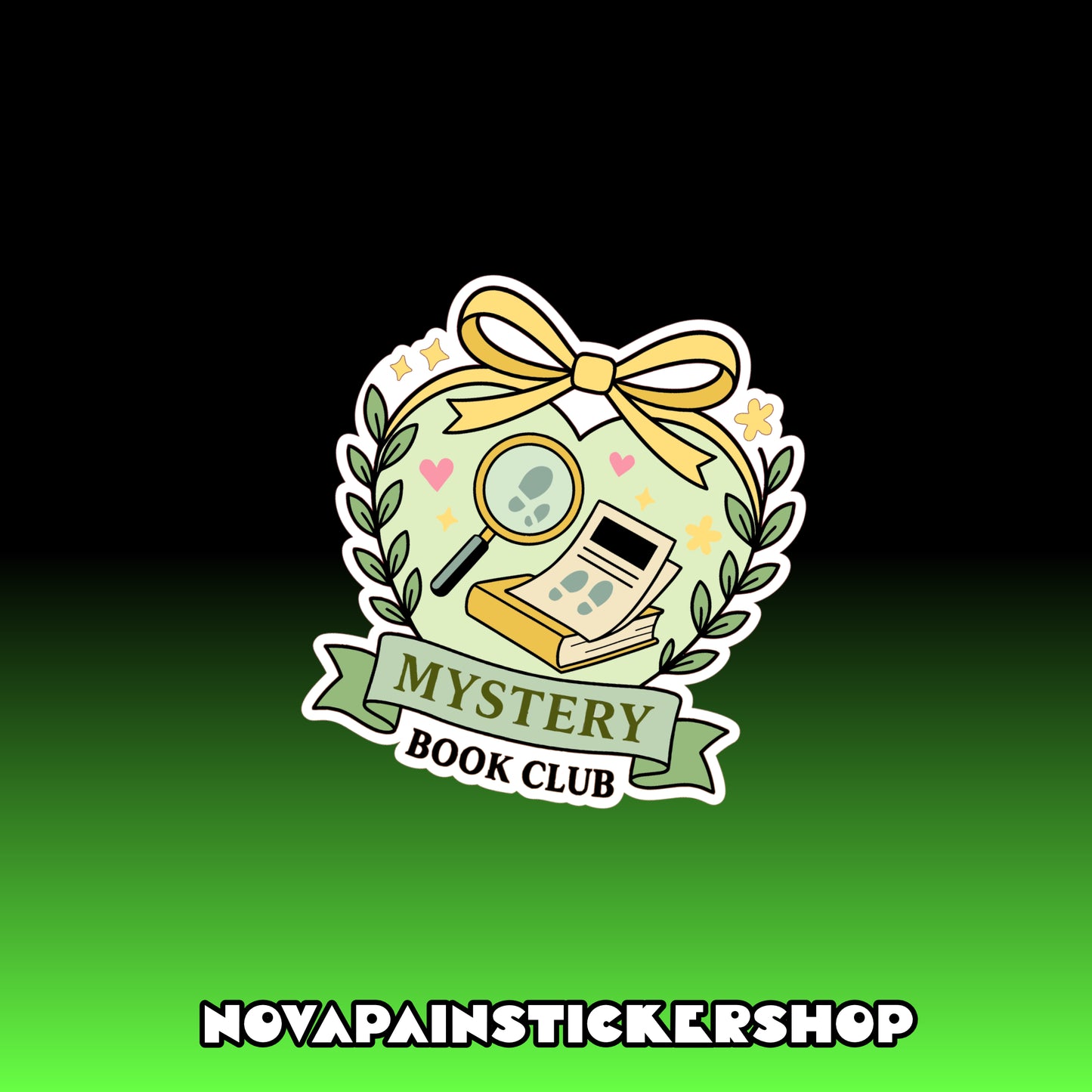 Mystery Book Club Heart Sticker