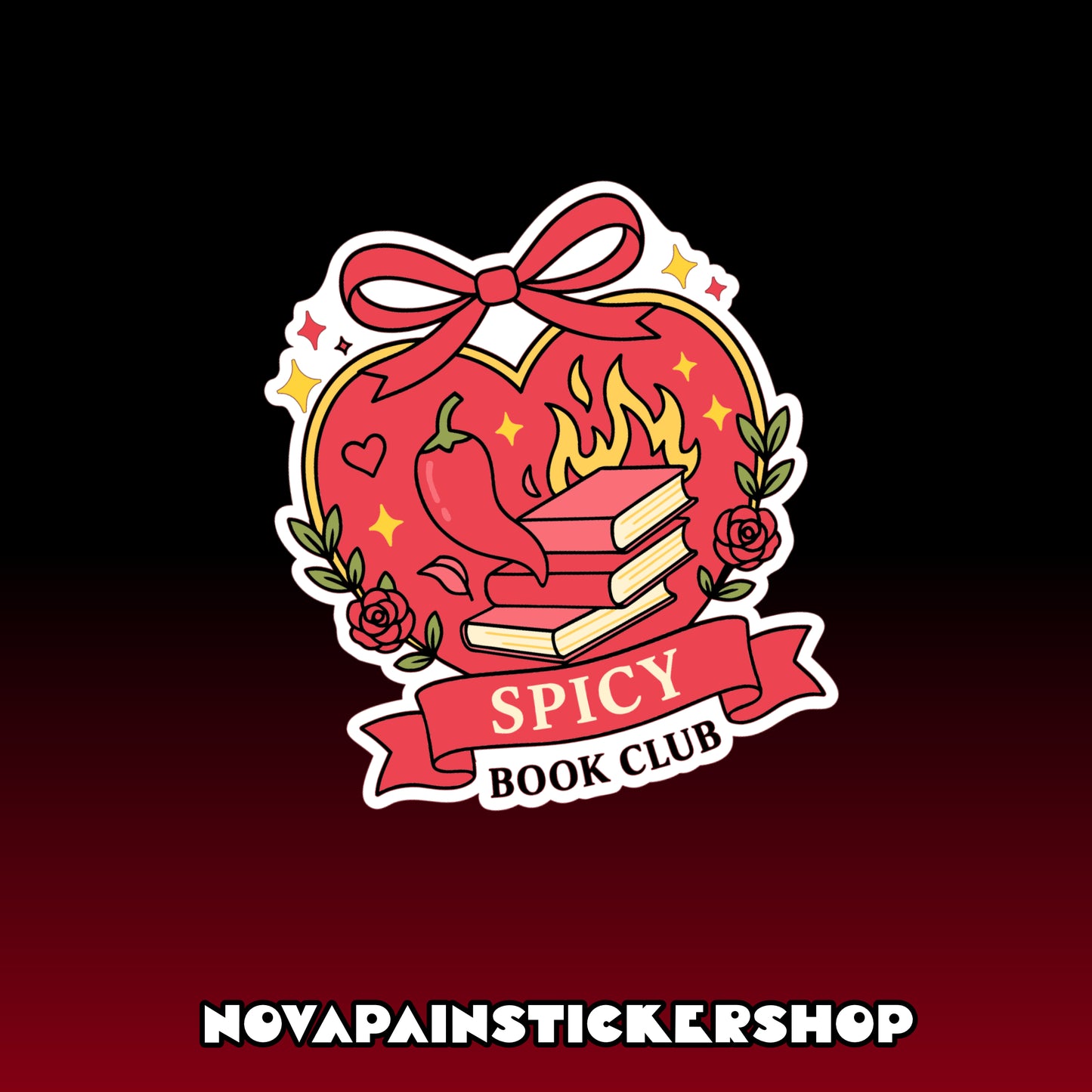 Spicy Book Club Heart Sticker