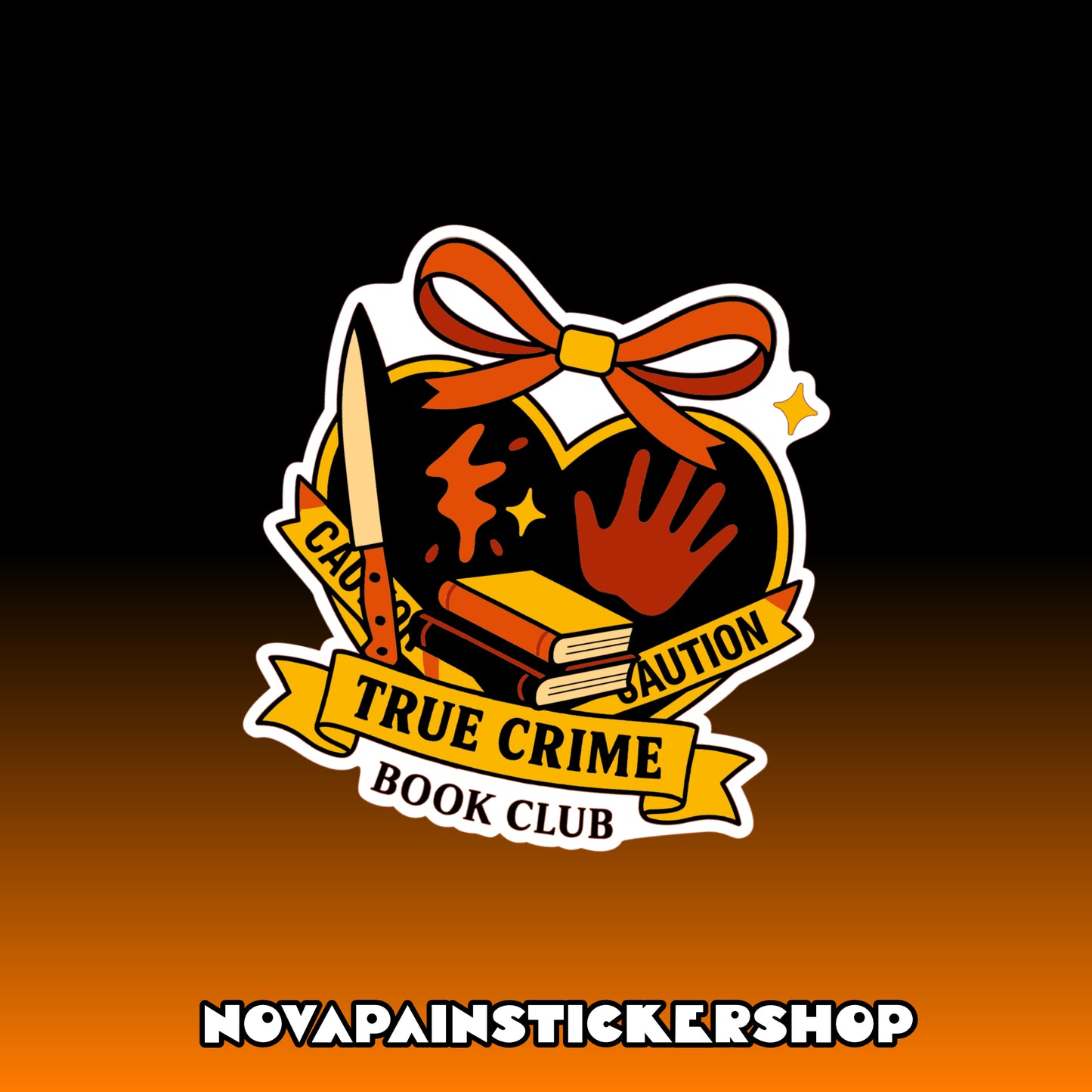 True Crime Book Club Heart Sticker