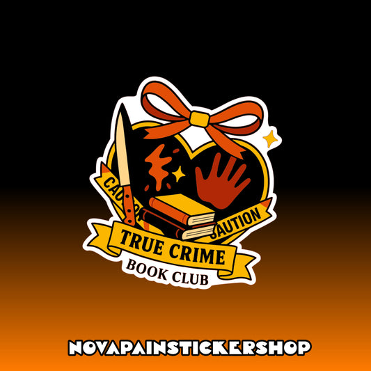 True Crime Book Club Heart Sticker